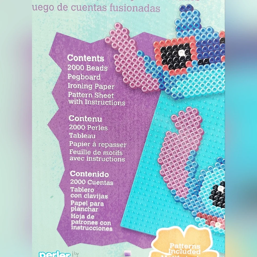 Perler Disney Stitch Fused Bead Kit 2000 Beads, Pegboard,Ironing Paper Brand New